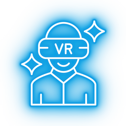 Neon blue virtual reality icon