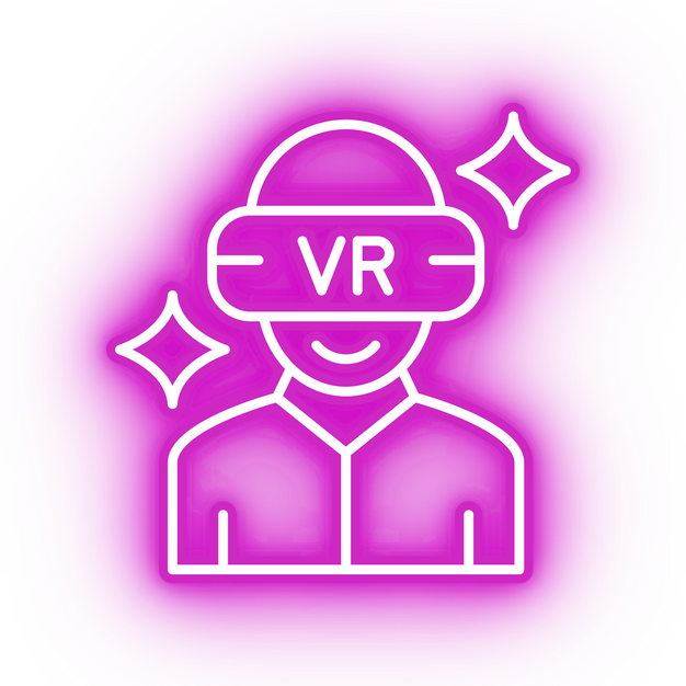 Neon pink virtual reality icon