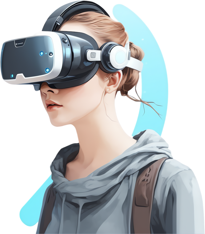 Girl wearing VR device