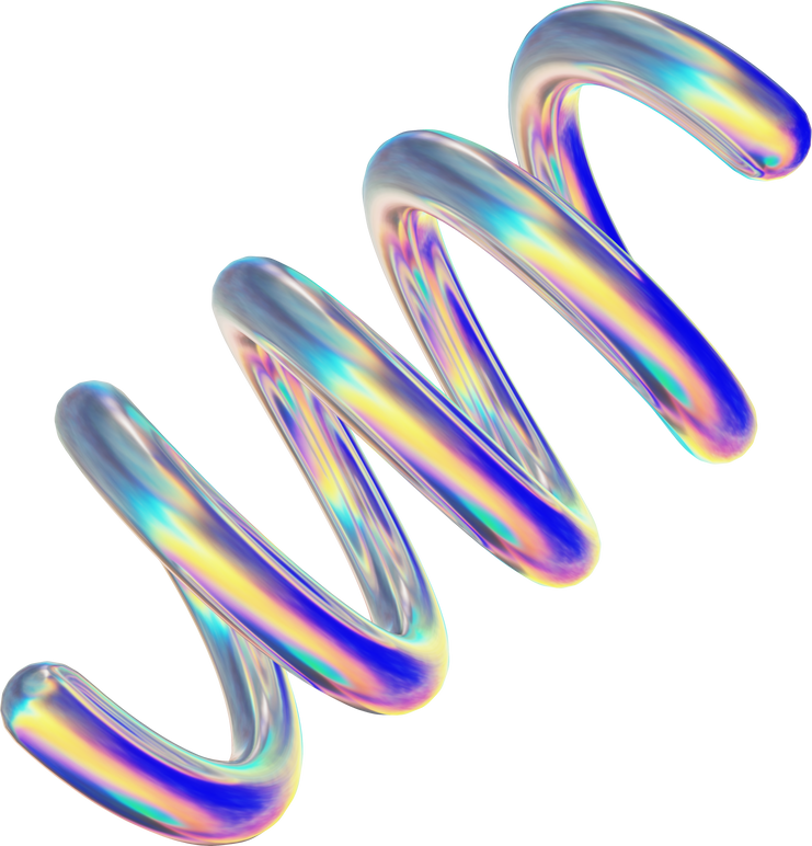 Abstract 3D y2k chrome shapes clipart