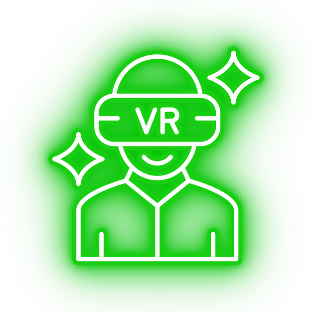 Neon green virtual reality icon