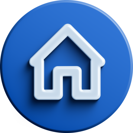 Blue round 3D home icon